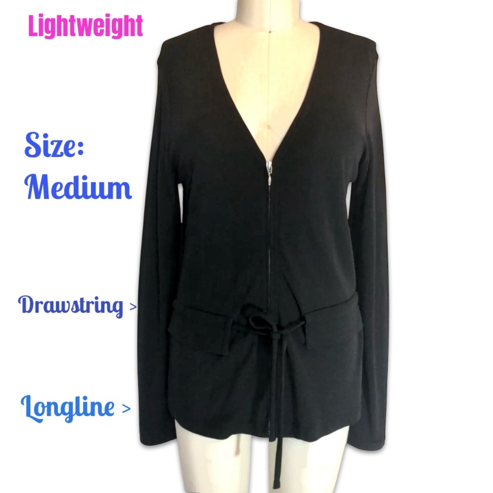 Like New Vintage lightweight sporty chic black jacket top Zip Up size Medium